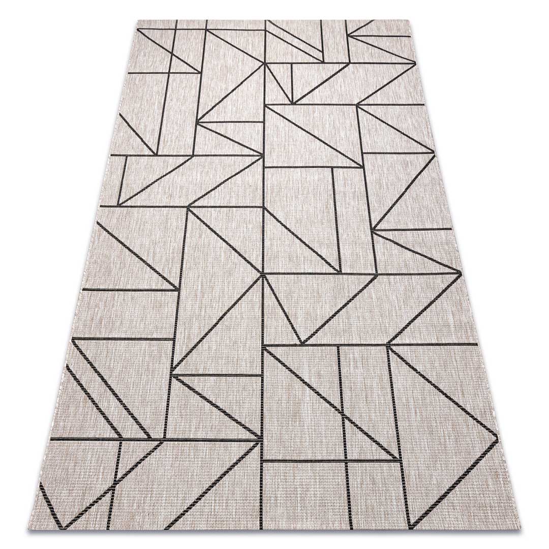 Ciekawy geometryczny dywan beżowy szary w czarne linie trójkąty sznurkowy boho - Dywany Łuszczów zdjęcie 2