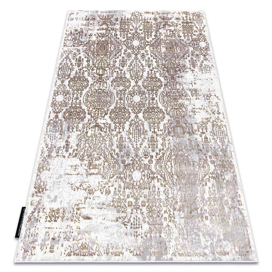 Złoto-szaro-kremowy postarzany dywan DE LUXE marokański wzór, vintage, przecierany, strukturalny - Dywany Łuszczów zdjęcie 2