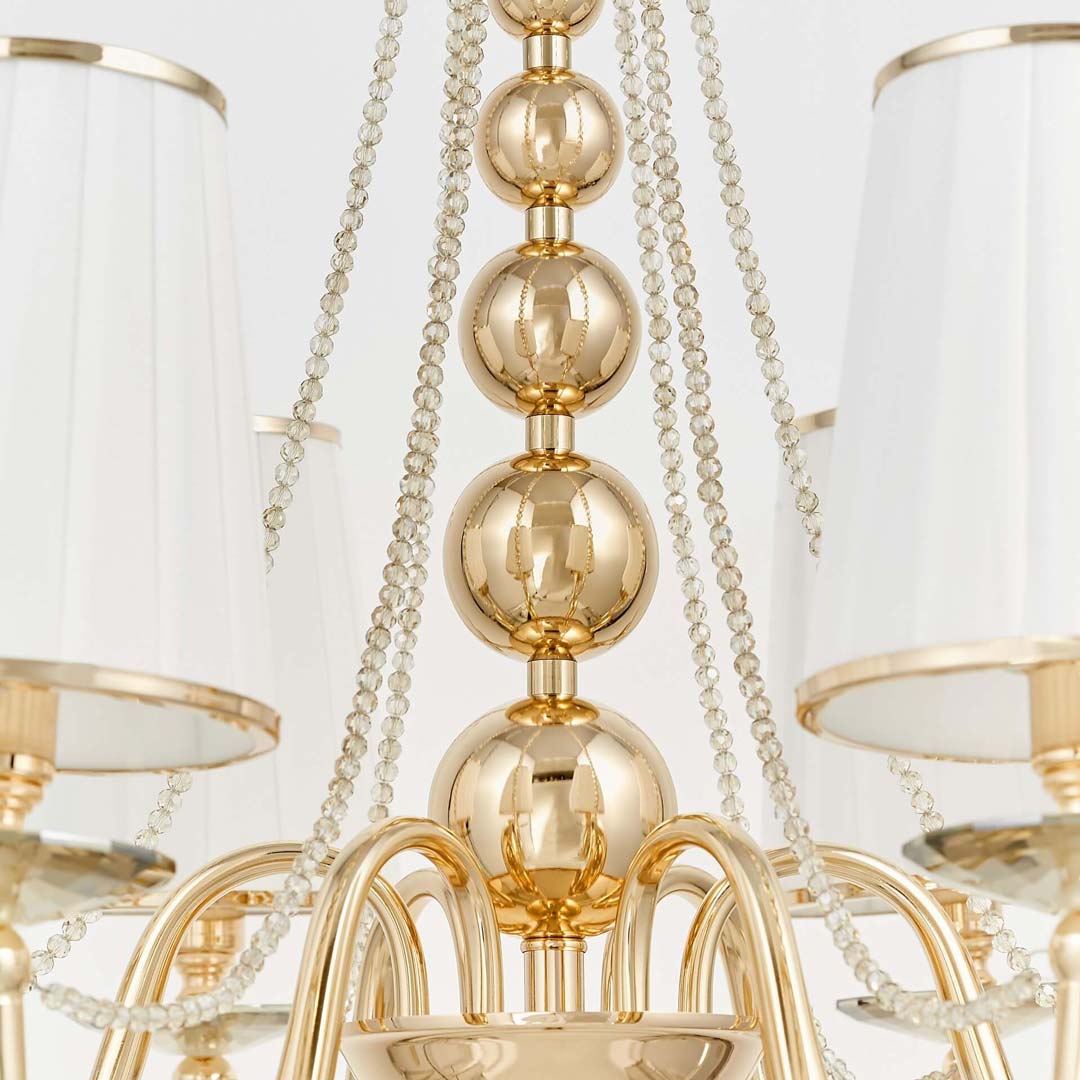 Kryształowy złoty żyrandol FABIONE W6 sześcioramienny na łańcuchu klasyczny - Lumina Deco zdjęcie 4