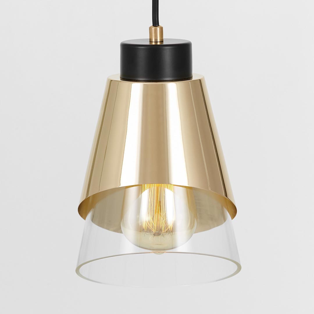 Złota lampa wisząca ze szklanym, asymetrycznym kloszem, modna FABRO W1 - Lumina Deco zdjęcie 4