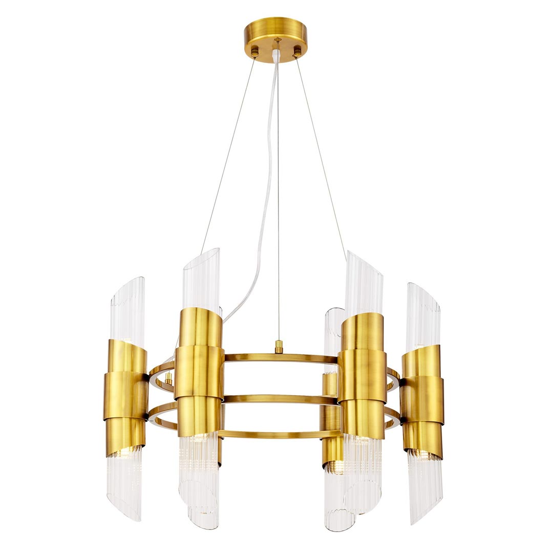 Mosiężna lampa wisząca w stylu glamour ze szklanymi kloszami, żyrandol CHARLSTON W6 - Lumina Deco zdjęcie 1