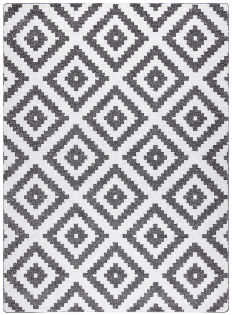 Miękki, kremowy dywan w romby kwadraty szare, nowoczesny geometryczny design - Dywany Łuszczów zdjęcie 1
