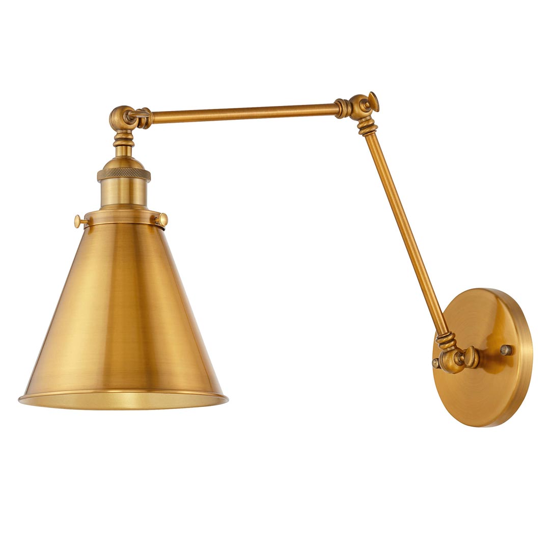 Loftowy kinkiet na wysięgniku RUBI W2 klosz złoty mosiądz metalowy stożek retro - Lumina Deco zdjęcie 1