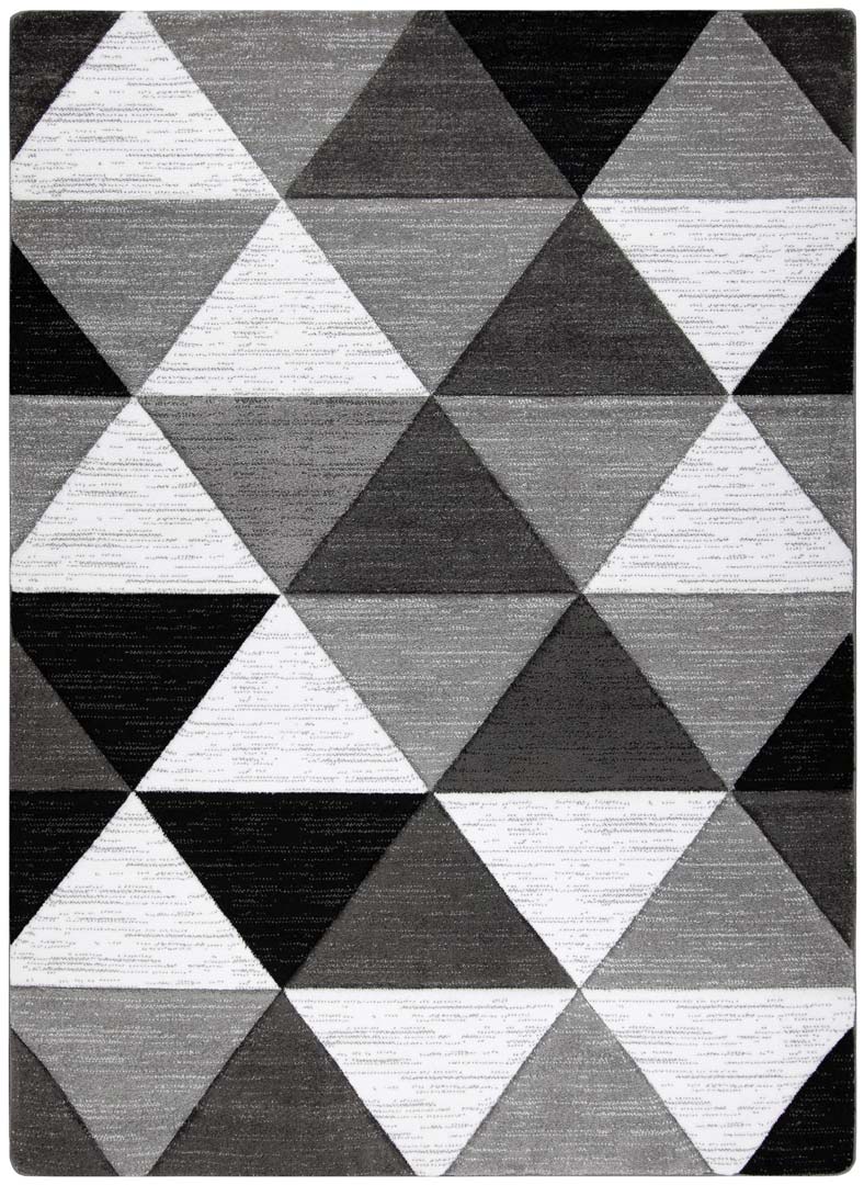 Dywan w trójkąty czarne, szare, białe, trójwymiarowy, wycięty wzór ALTER RINO - Dywany Łuszczów zdjęcie 1