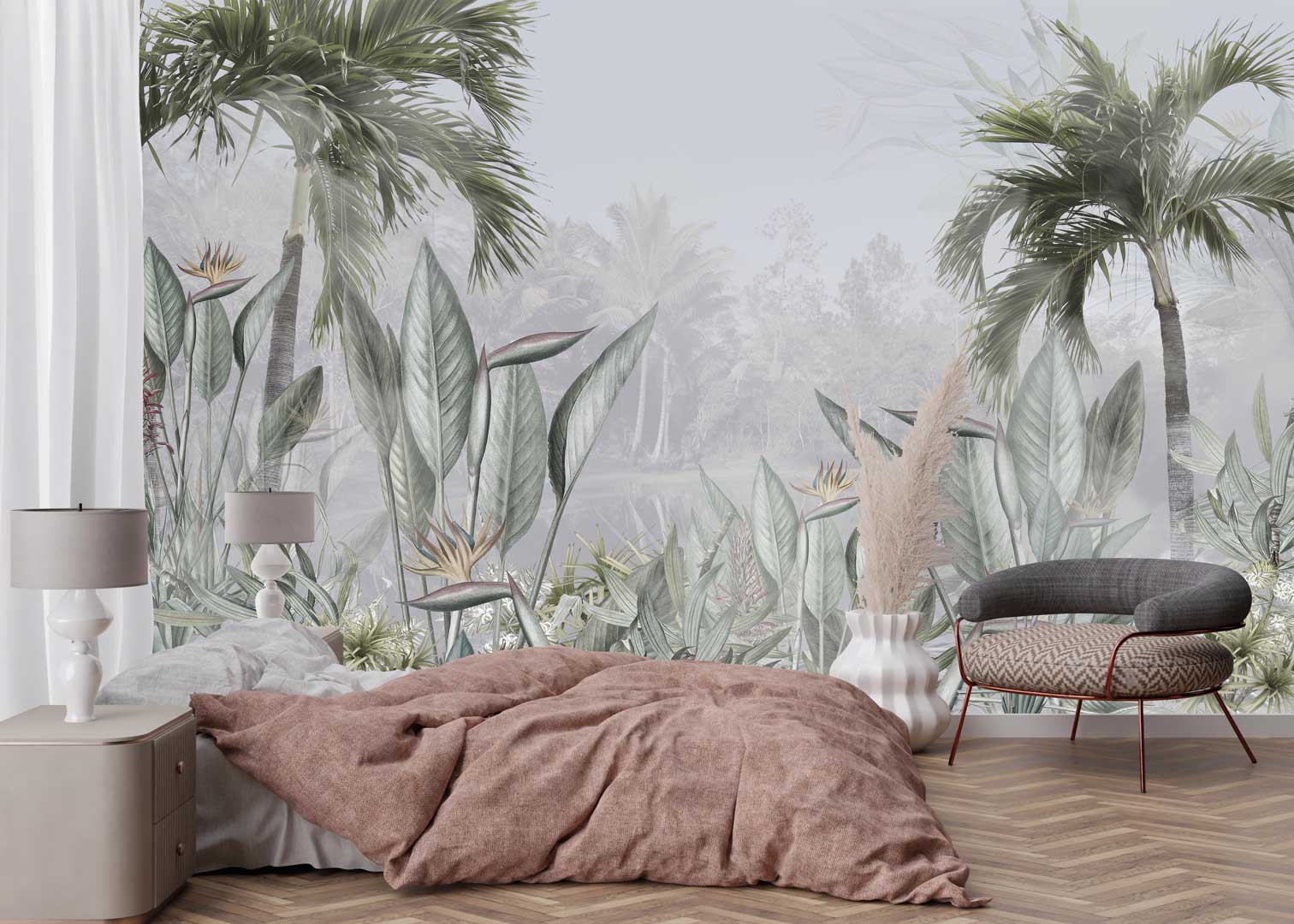 Fototapeta dżungla, liście palmy, bananowca - zielona, na ścianę
