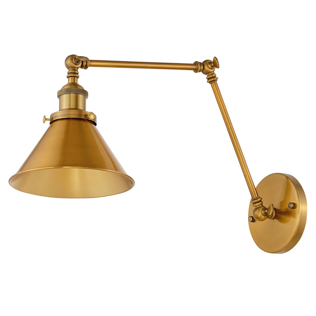 Regulowany kinkiet GUBI W2 kolor złoty mosiądz, industrialna lampa ścienna do czytania - Lumina Deco zdjęcie 2