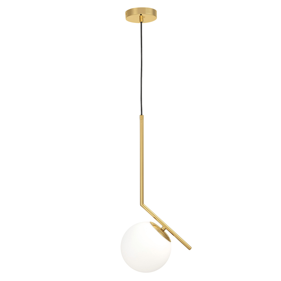 Nowoczesna mosiężna lampa wisząca ze szklanym kloszem, biała kula - SORENTO - Lumina Deco zdjęcie 1