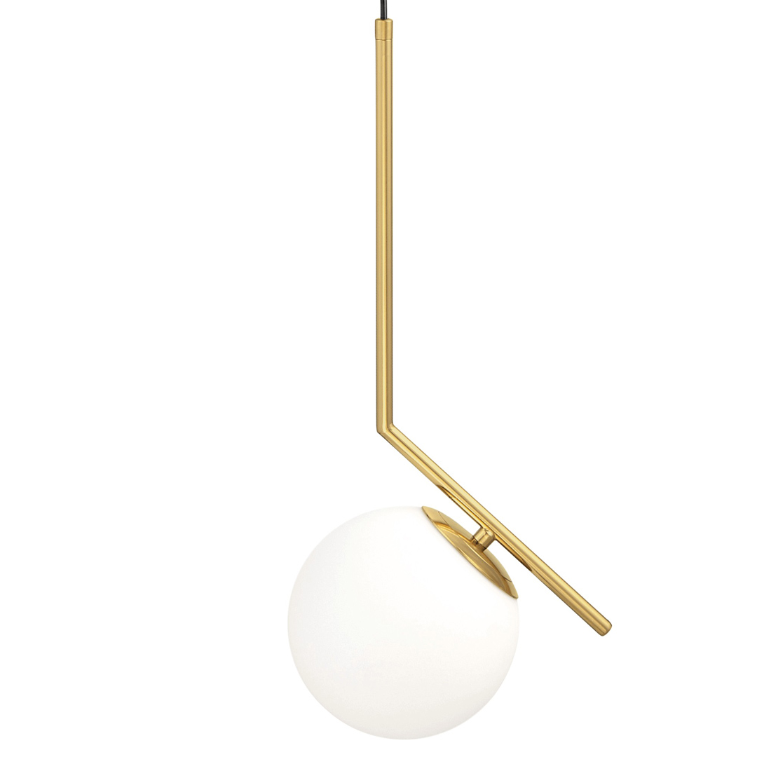 Nowoczesna mosiężna lampa wisząca ze szklanym kloszem, biała kula - SORENTO - Lumina Deco zdjęcie 3
