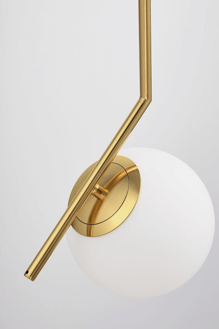 Nowoczesna mosiężna lampa wisząca ze szklanym kloszem, biała kula - SORENTO - Lumina Deco zdjęcie 4