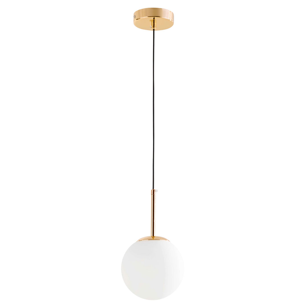 Złota lampa wisząca z okrągłym, białym kloszem, elegancka FREDICA W1 - Lumina Deco zdjęcie 2