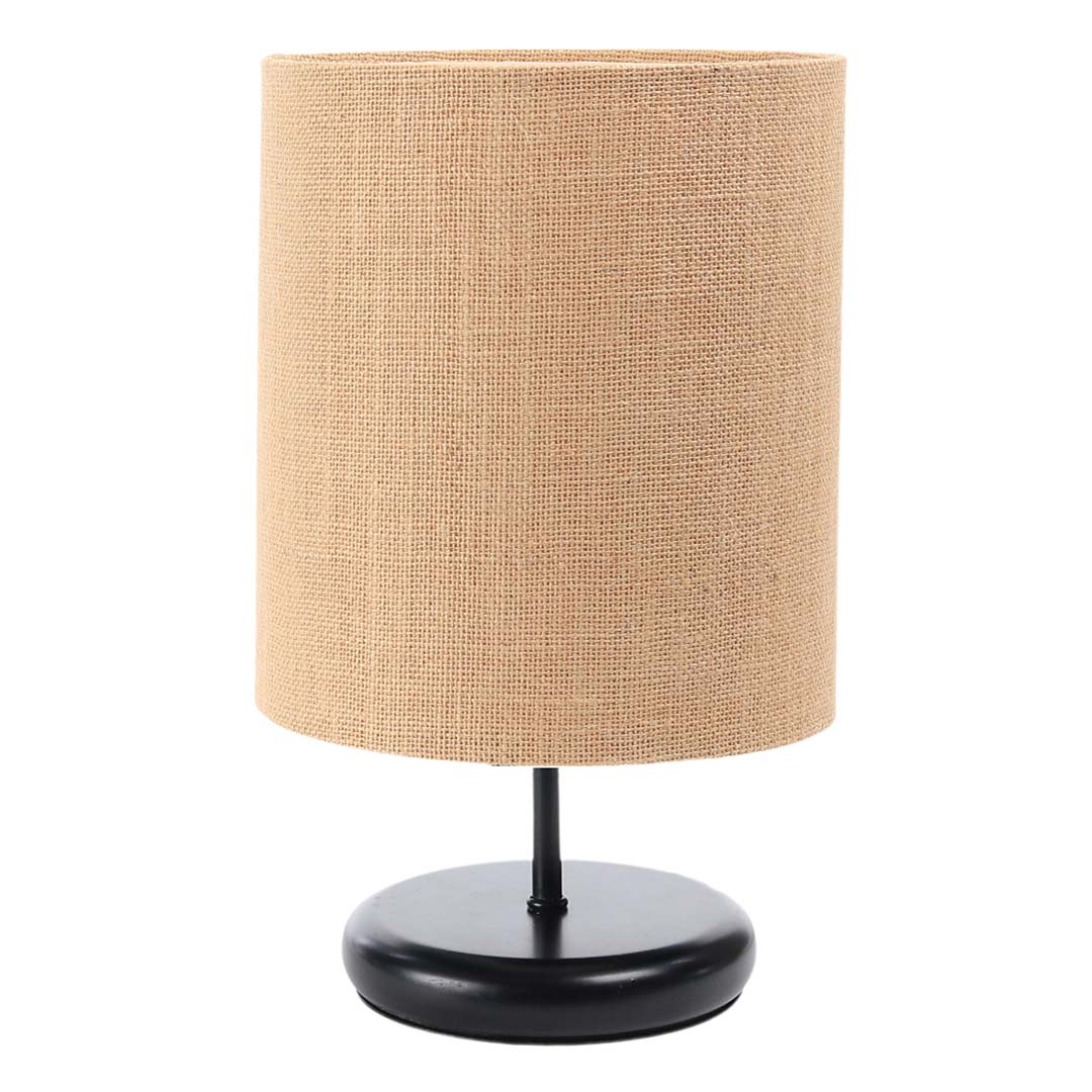 Beżowa lampka biurkowa z abażurem w kształcie walca z juty BOHO - BPS Koncept zdjęcie 1