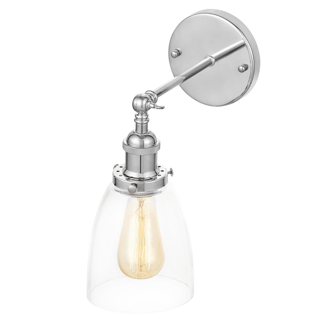 Loftowa lampa ścienna chromowana ze szklanym kloszem  do kinkietu FABI W1