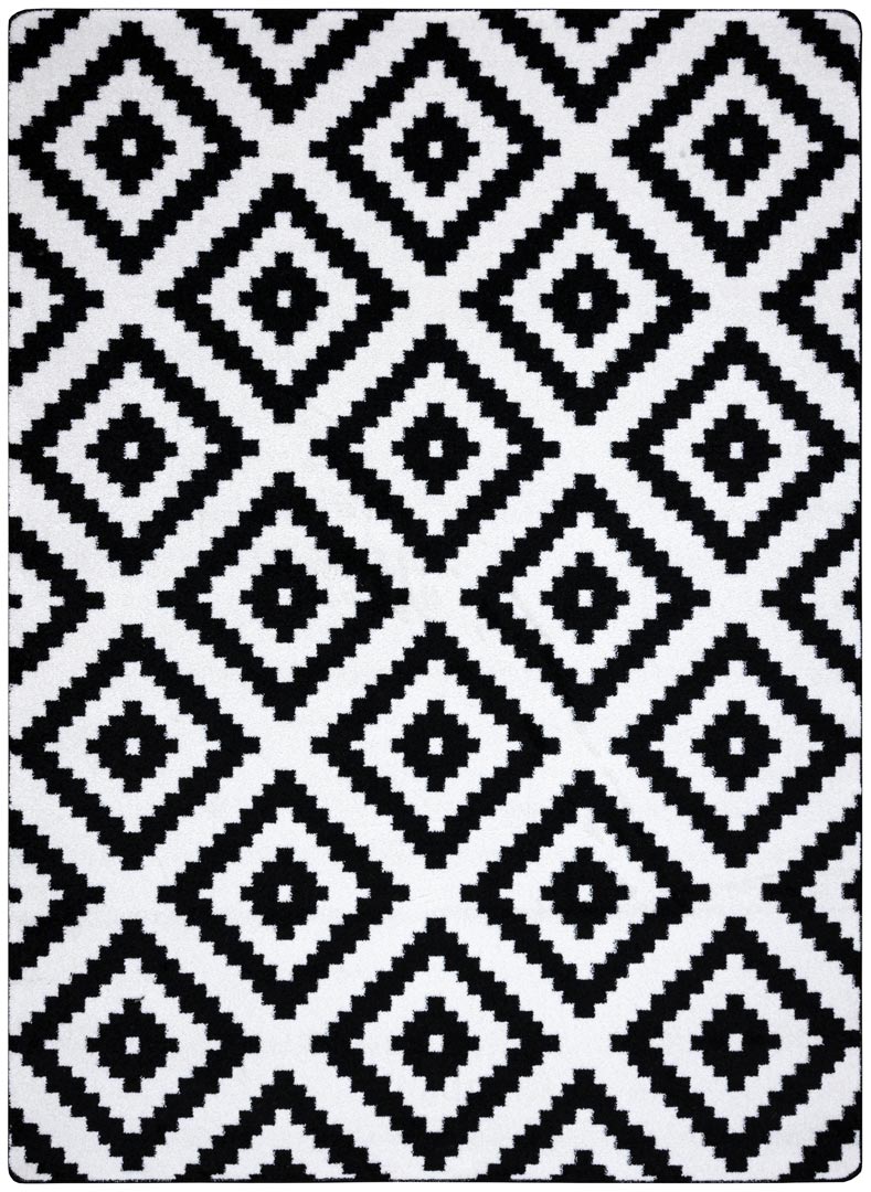 Nowoczesny geometryczny biały dywan w czarne romby kwadraty SKETCH - Dywany Łuszczów zdjęcie 1