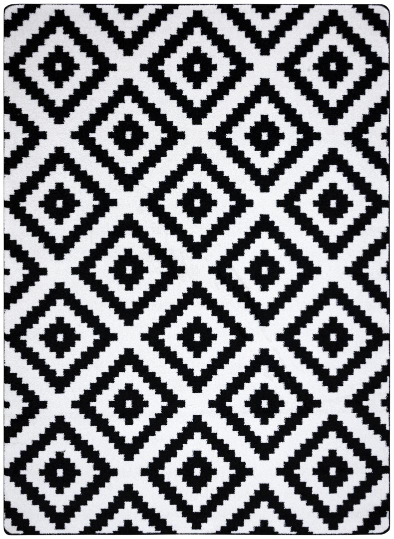 Nowoczesny geometryczny biały dywan w czarne romby kwadraty SKETCH - Dywany Łuszczów zdjęcie 1