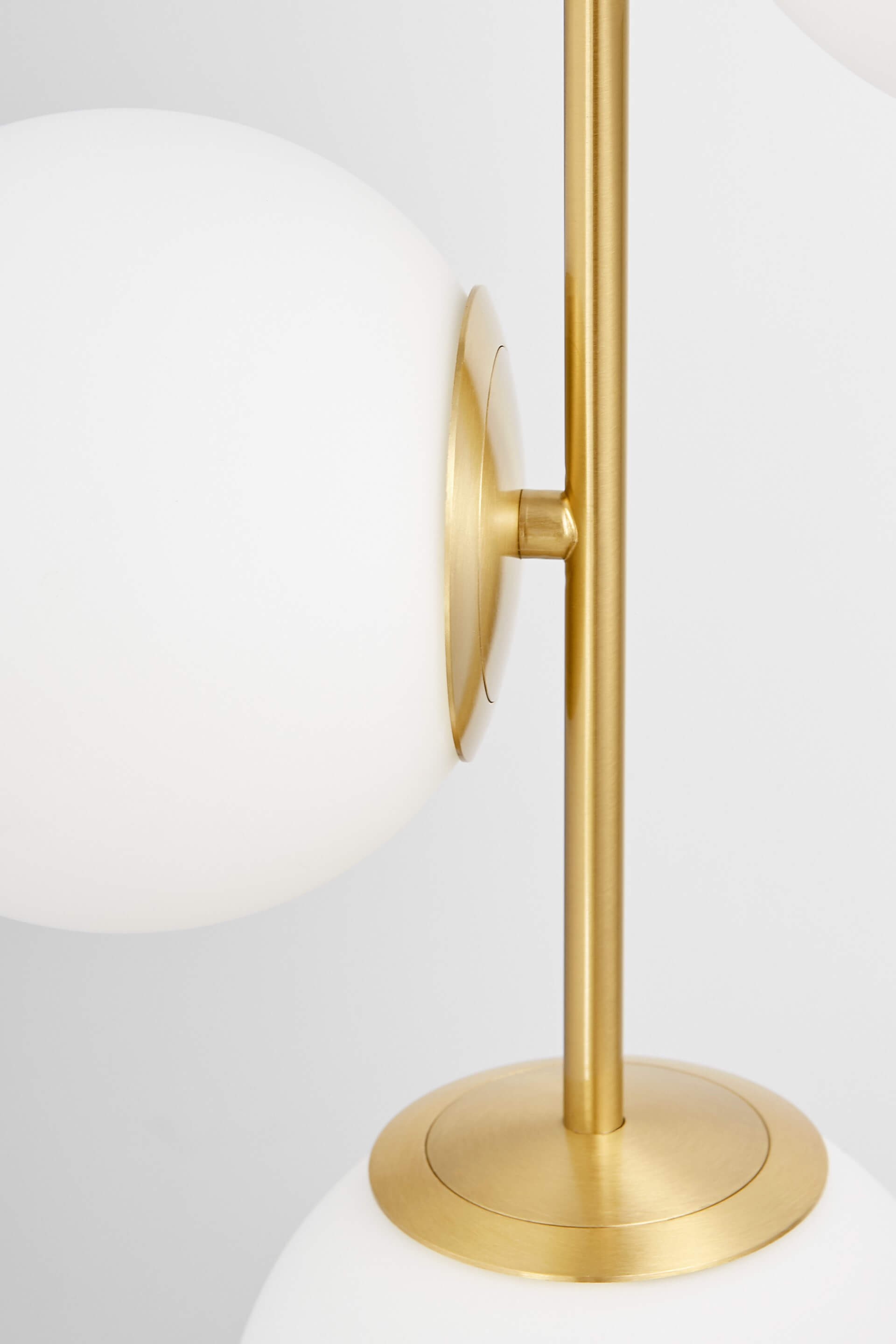 Nowoczesna, mosiężna lampa wisząca, kuliste białe klosze, pionowa STELVIO W3 - Lumina Deco zdjęcie 4