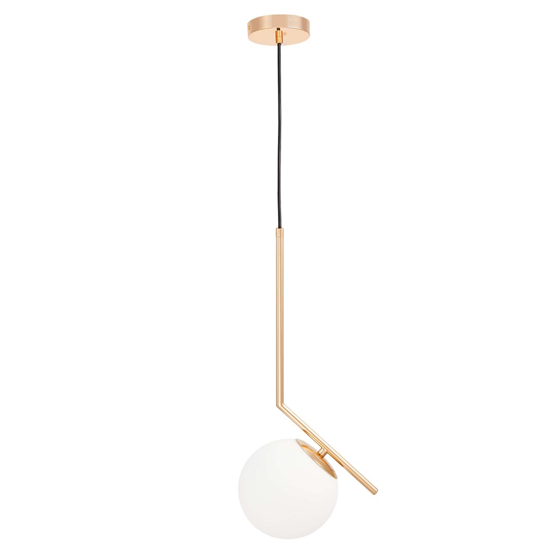 Złota nowoczesna lampa SORENTO ze szklanym białym kloszem na metalowym ramieniu - Lumina Deco zdjęcie 2
