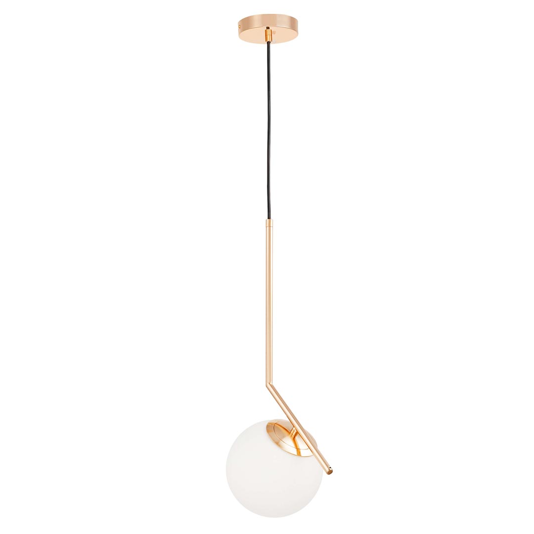 Złota nowoczesna lampa SORENTO ze szklanym białym kloszem na metalowym ramieniu - Lumina Deco zdjęcie 3