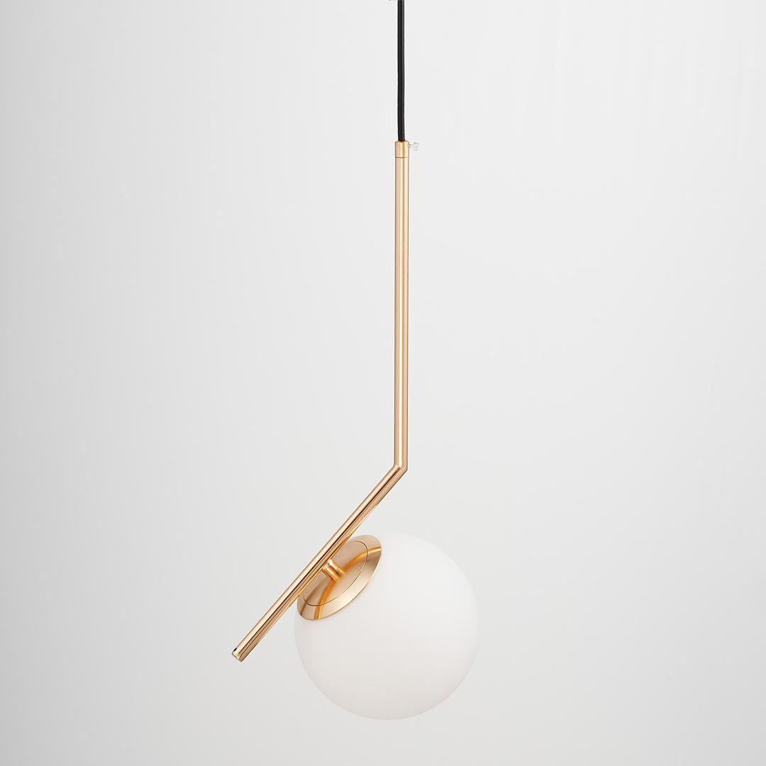 Złota nowoczesna lampa SORENTO ze szklanym białym kloszem na metalowym ramieniu - Lumina Deco zdjęcie 4