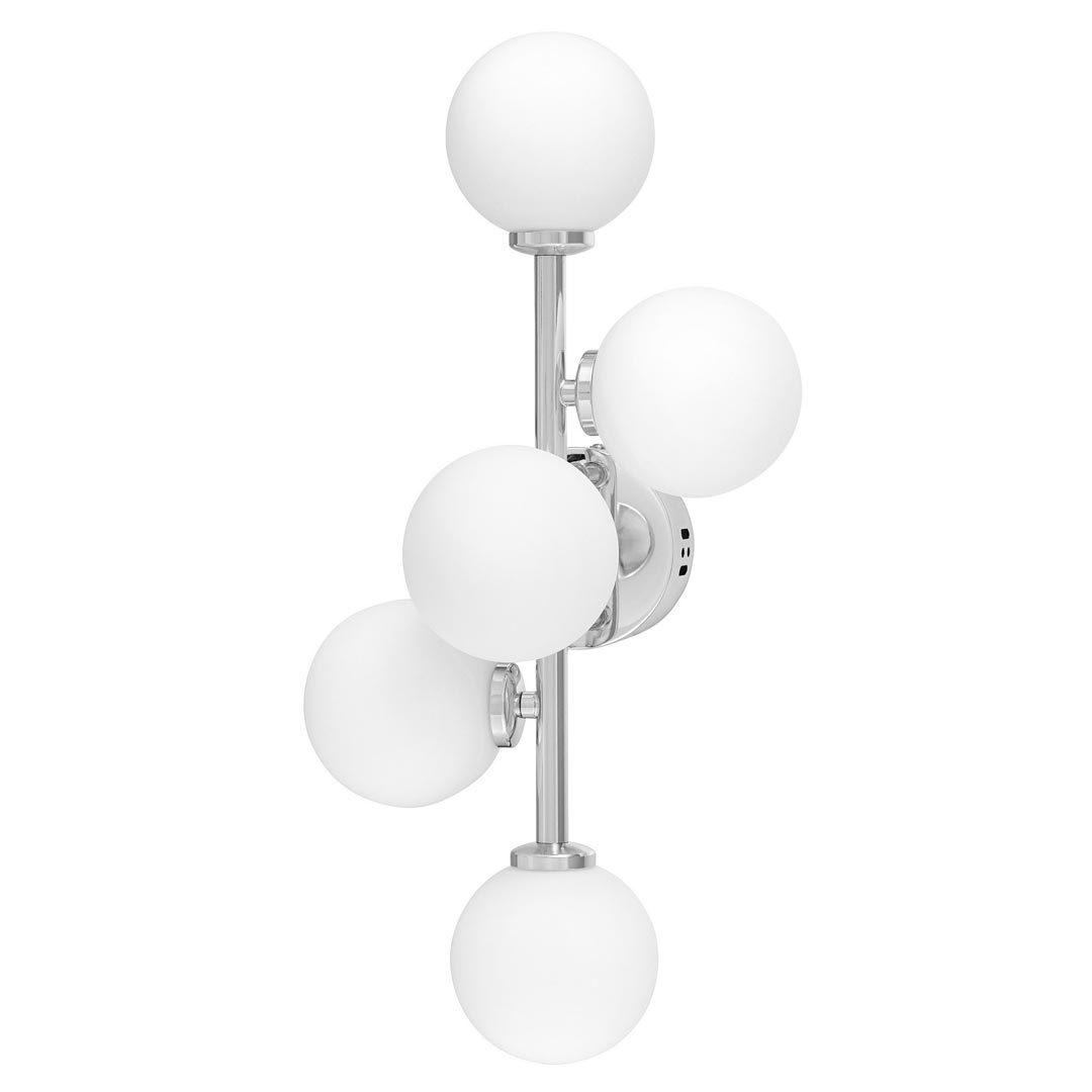 Chromowany, designerski kinkiet z okrągłymi, szklanymi kloszami MARSIADA - Lumina Deco zdjęcie 1