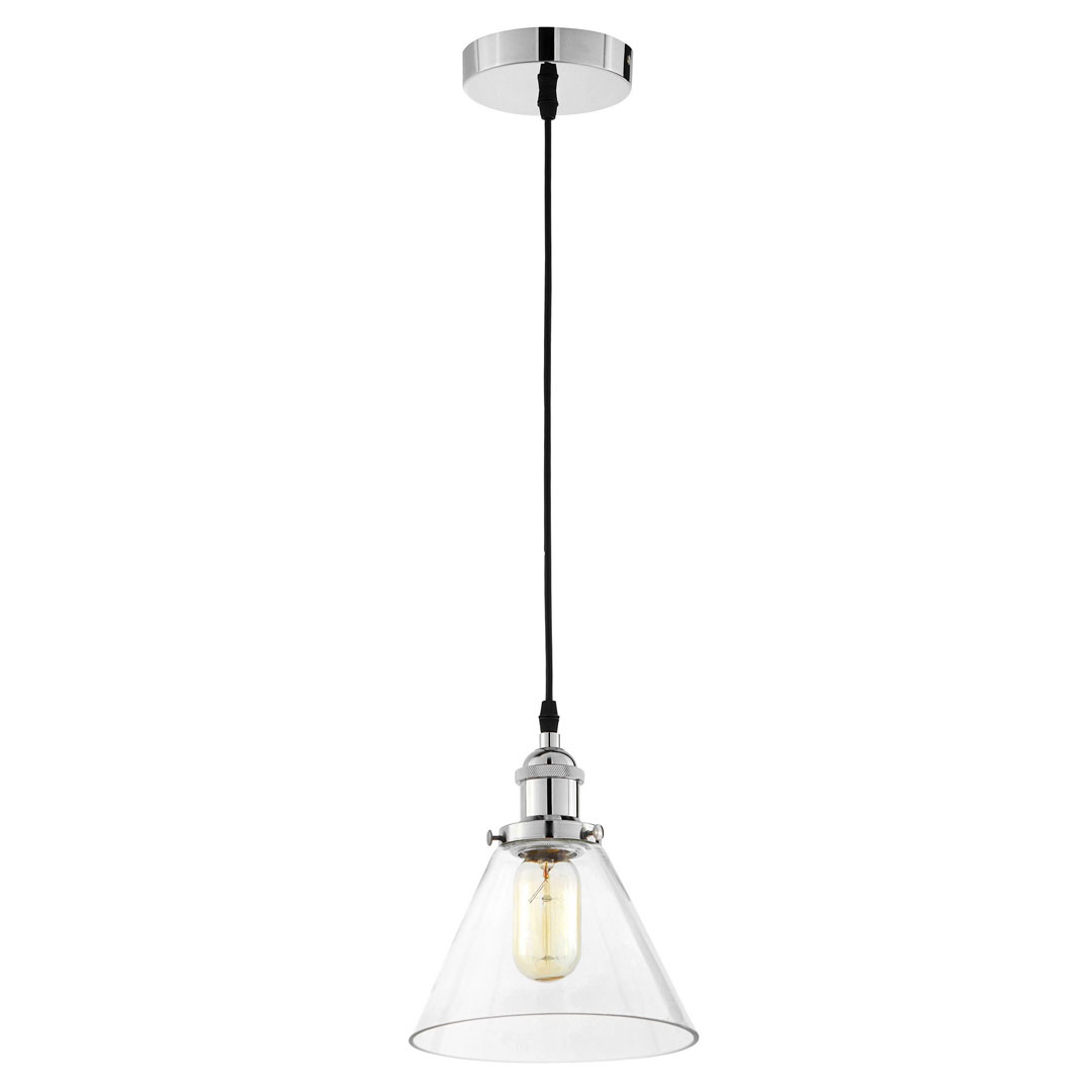 Przezroczysta lampa wisząca loft NUBI PRO W1, chromowana, industrialna, szklana - Lumina Deco zdjęcie 2