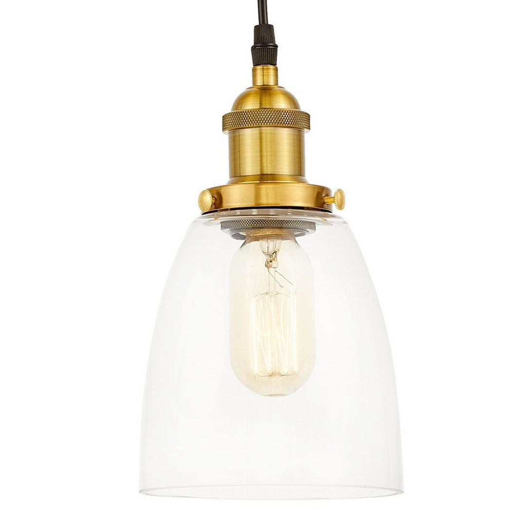 Mosiężna lampa wisząca loft, szklana, przezroczysta, zwis FABI - Lumina Deco zdjęcie 1