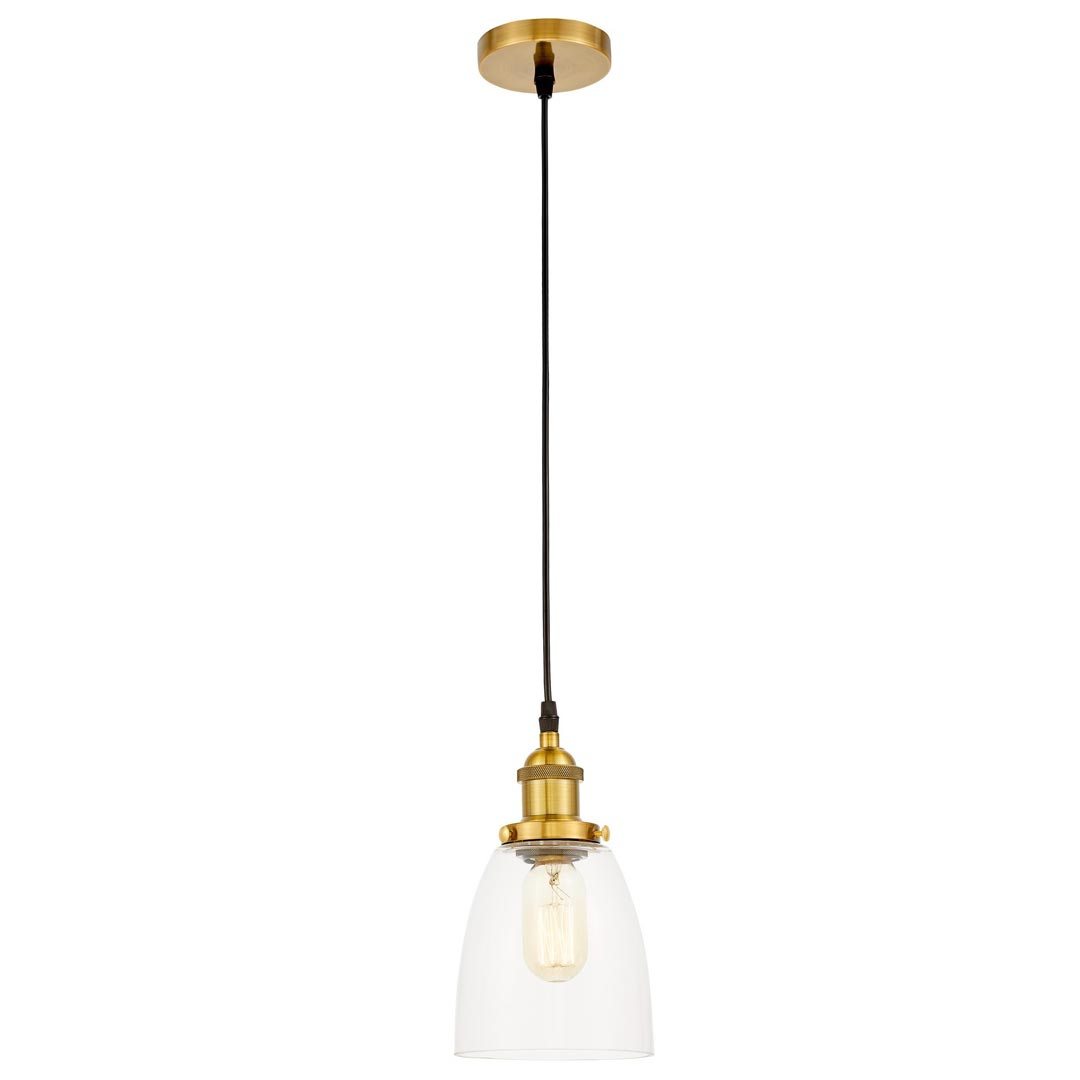 Mosiężna lampa wisząca loft, szklana, przezroczysta, zwis FABI - Lumina Deco zdjęcie 2