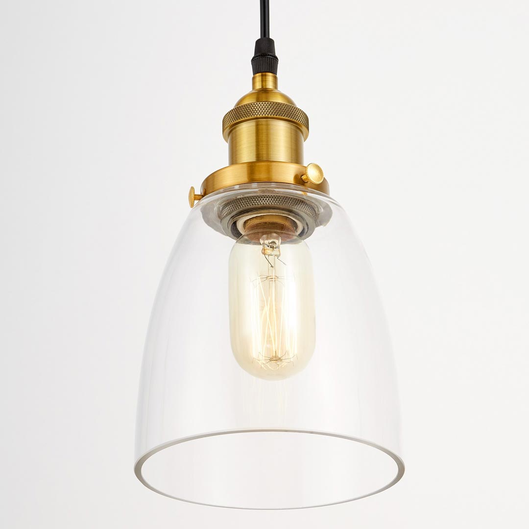 Mosiężna lampa wisząca loft, szklana, przezroczysta, zwis FABI - Lumina Deco zdjęcie 3