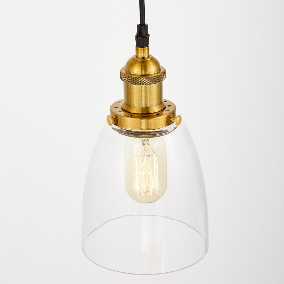 Mosiężna lampa wisząca loft, szklana, przezroczysta, zwis FABI - Lumina Deco zdjęcie 4