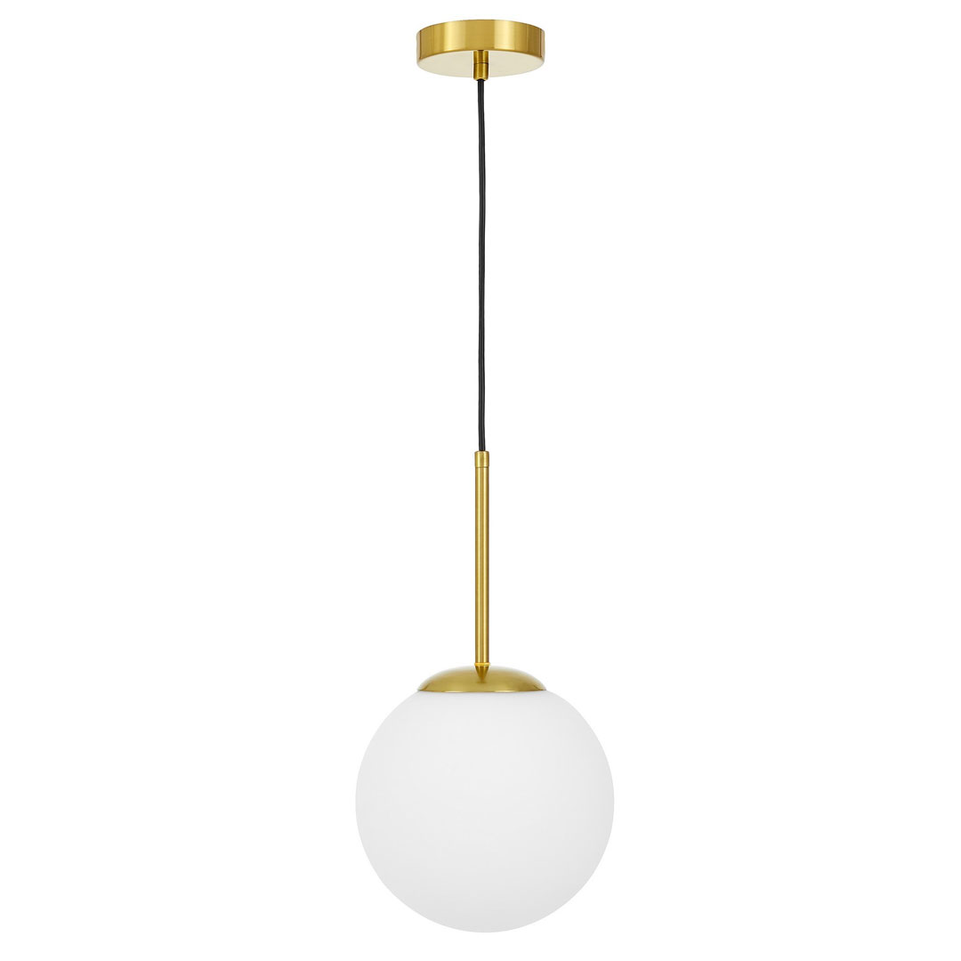 Mosiężna lampa wisząca z białym kulistym kloszem, stylowa FREDICA W1 - Lumina Deco zdjęcie 2