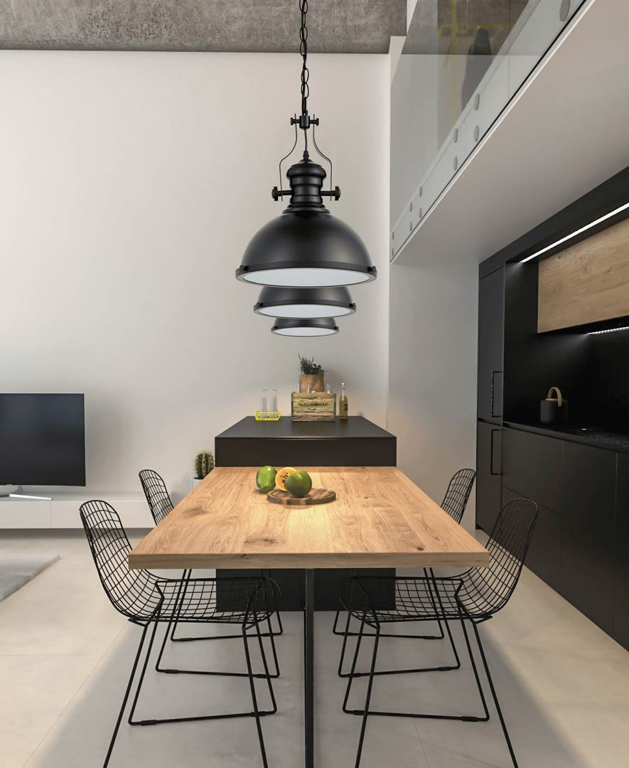 Czarna lampa loftowa przemysłowa ELIGIO na łańcuchu - Dekoori.pl