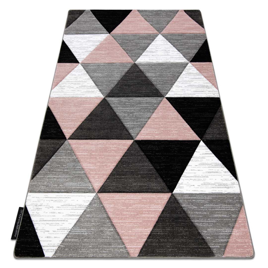 Pastelowy dywan Alter Rino dla dziewczynki w różowe i szare trójkąty - Dywany Łuszczów zdjęcie 2