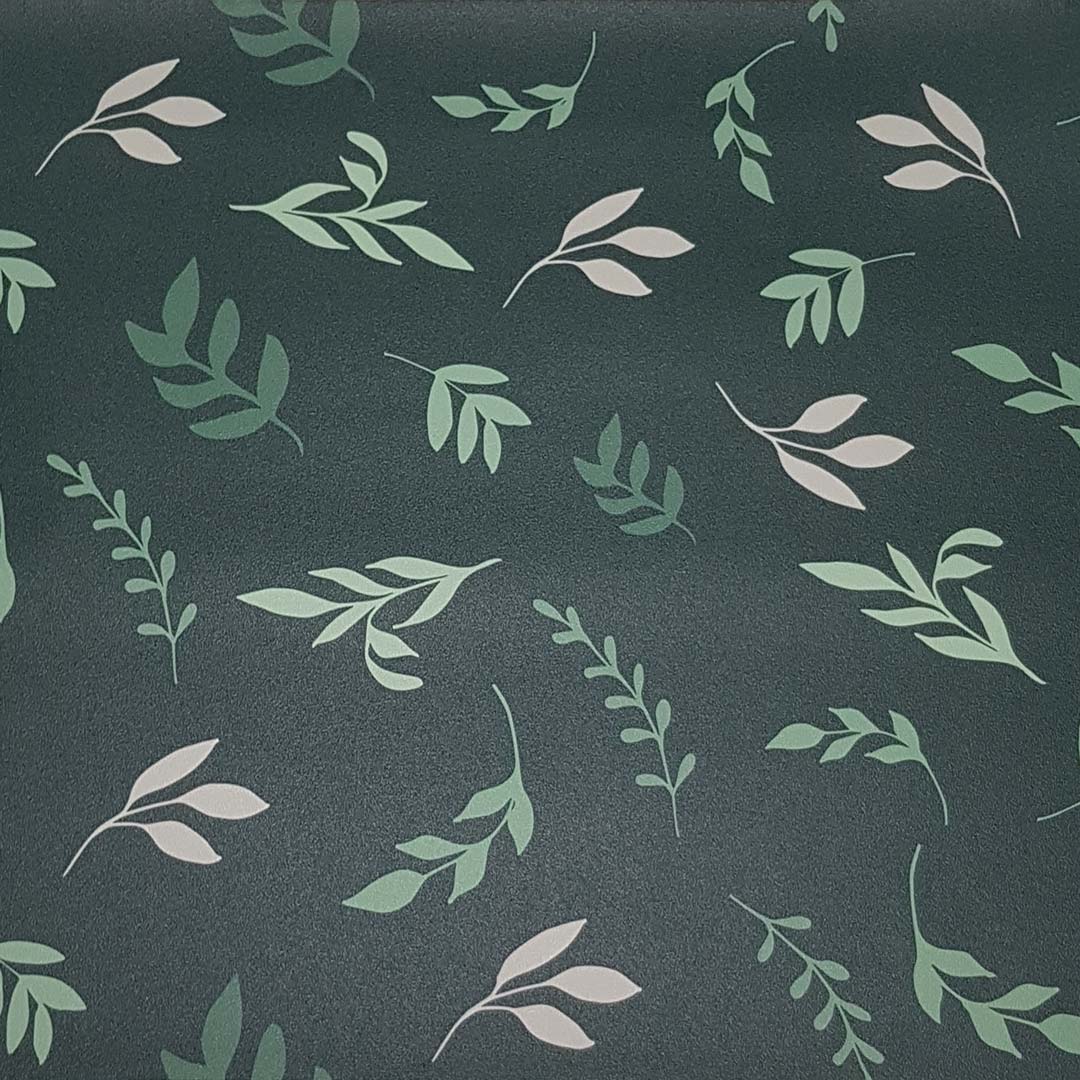 Ciemnozielona, nordycka tapeta w drobne listki, delikatne gałązki, zwiewne rośliny - Dekoori zdjęcie 4