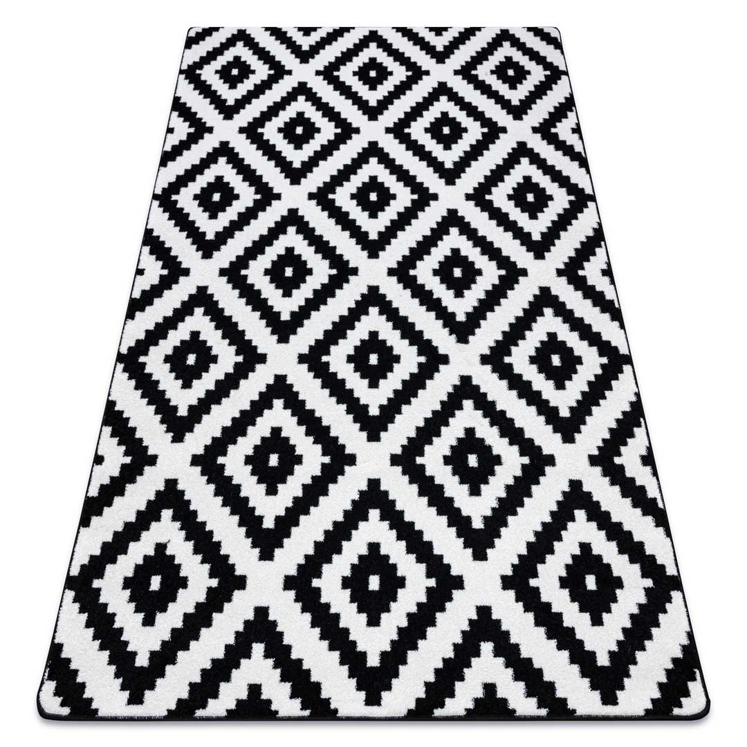 Nowoczesny geometryczny biały dywan w czarne romby kwadraty SKETCH - Dywany Łuszczów zdjęcie 3