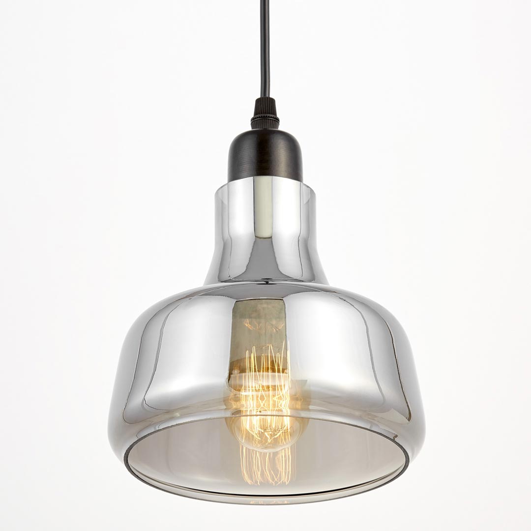 Nowoczesna lampa wisząca z dymionym, szklanym kloszem BORMIO - Lumina Deco zdjęcie 3