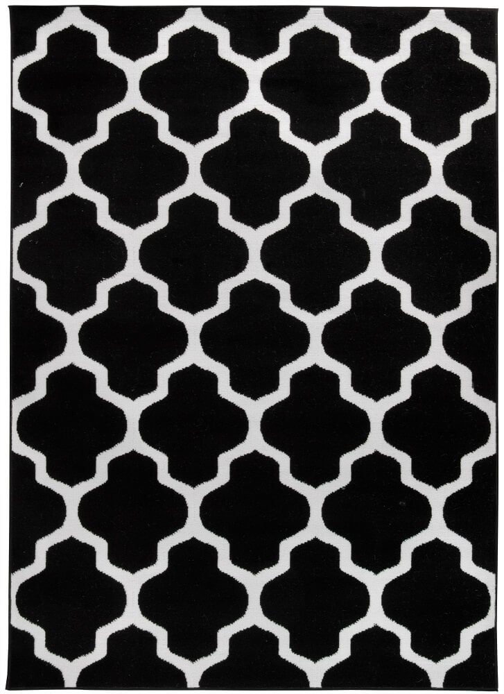 Czarny dywan młodzieżowy Almas 09 w biały wzór marokański - Carpetforyou zdjęcie 1