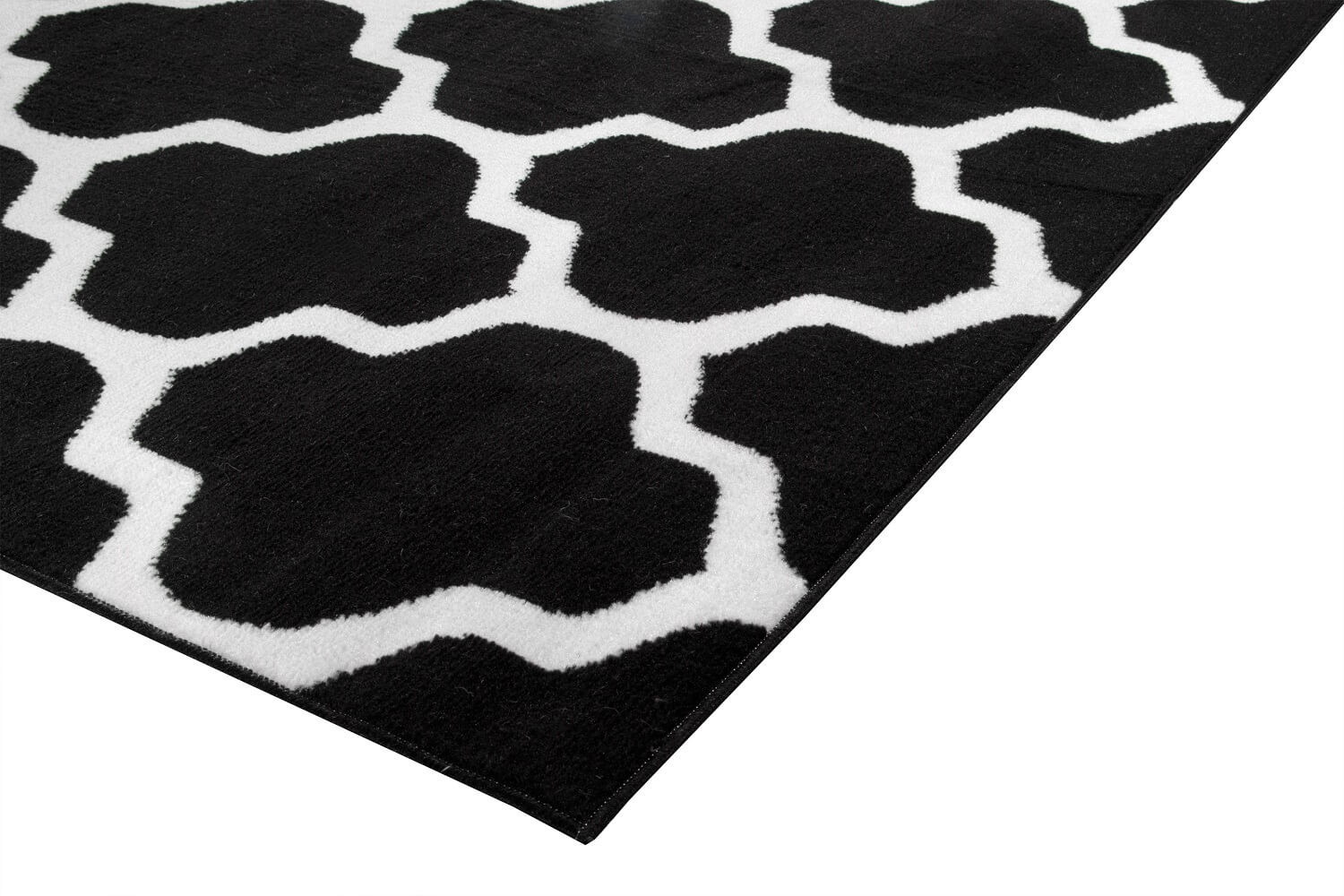 Czarny dywan młodzieżowy Almas 09 w biały wzór marokański - Carpetforyou zdjęcie 3