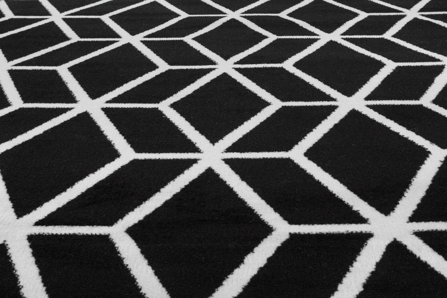 Geometryczny czarny dywan Almas 13 w białą linię, siatkę, romby nowoczesny styl - Carpetforyou zdjęcie 4
