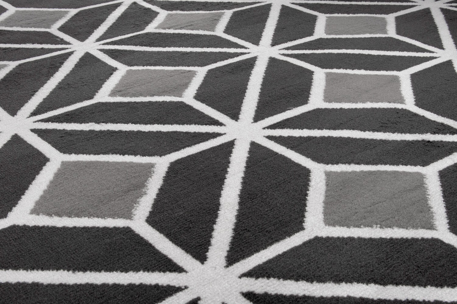 Ciemny dywan nowoczesny w geometryczny wzór, biała siatka, romby kwadraty Almas 17 - Carpetforyou zdjęcie 4
