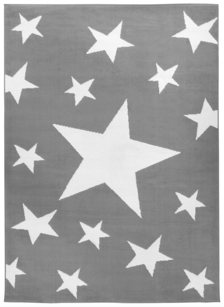 Jasnoszary dywan dla dzieci w białe gwiazdy Almas 21 - Carpetforyou zdjęcie 1