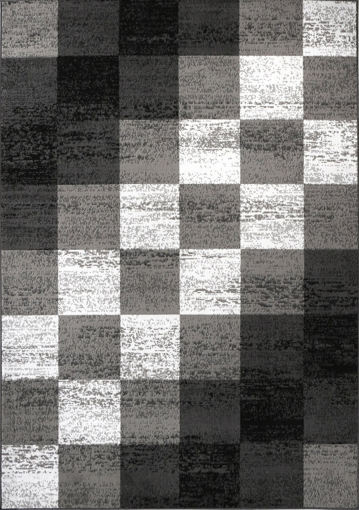 Geometryczny dywan skandynawski w czarno-szaro-białe kwadraty Almas 27 - Carpetforyou zdjęcie 1