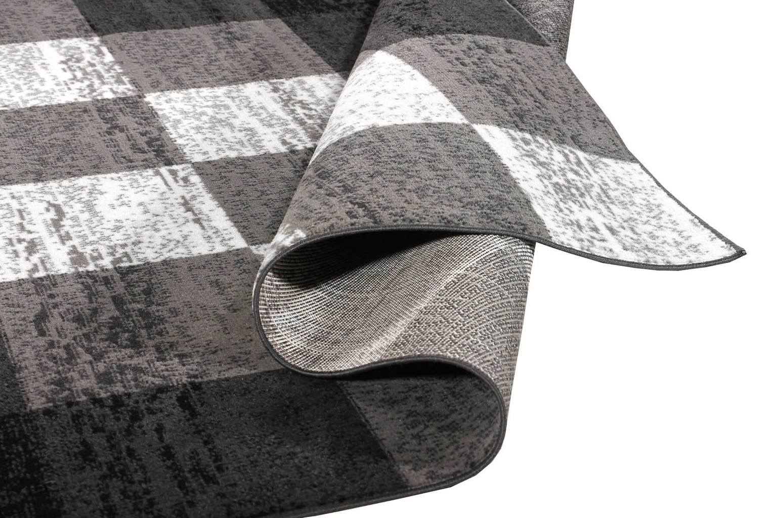 Geometryczny dywan skandynawski w czarno-szaro-białe kwadraty Almas 27 - Carpetforyou zdjęcie 3