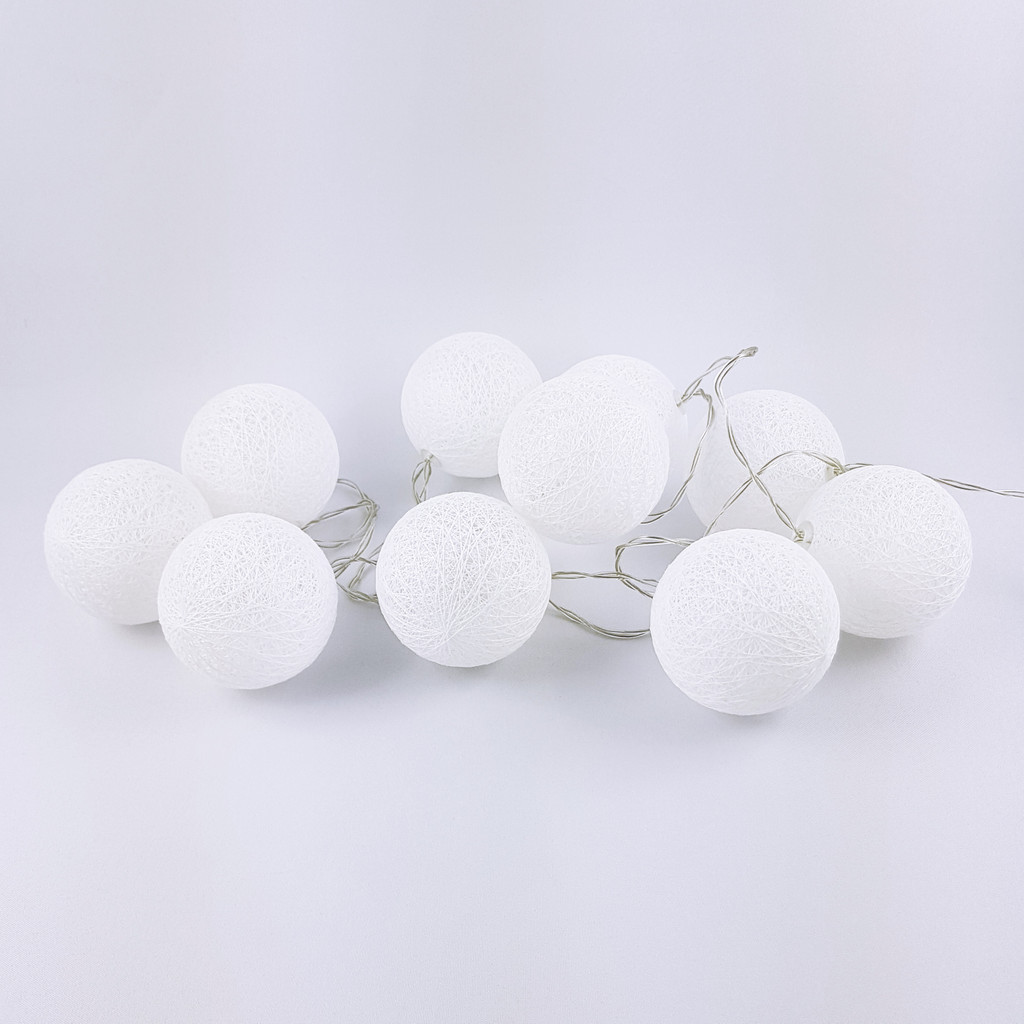 Lampki kule białe cotton balls LED 10 szt. - Masz zdjęcie 1