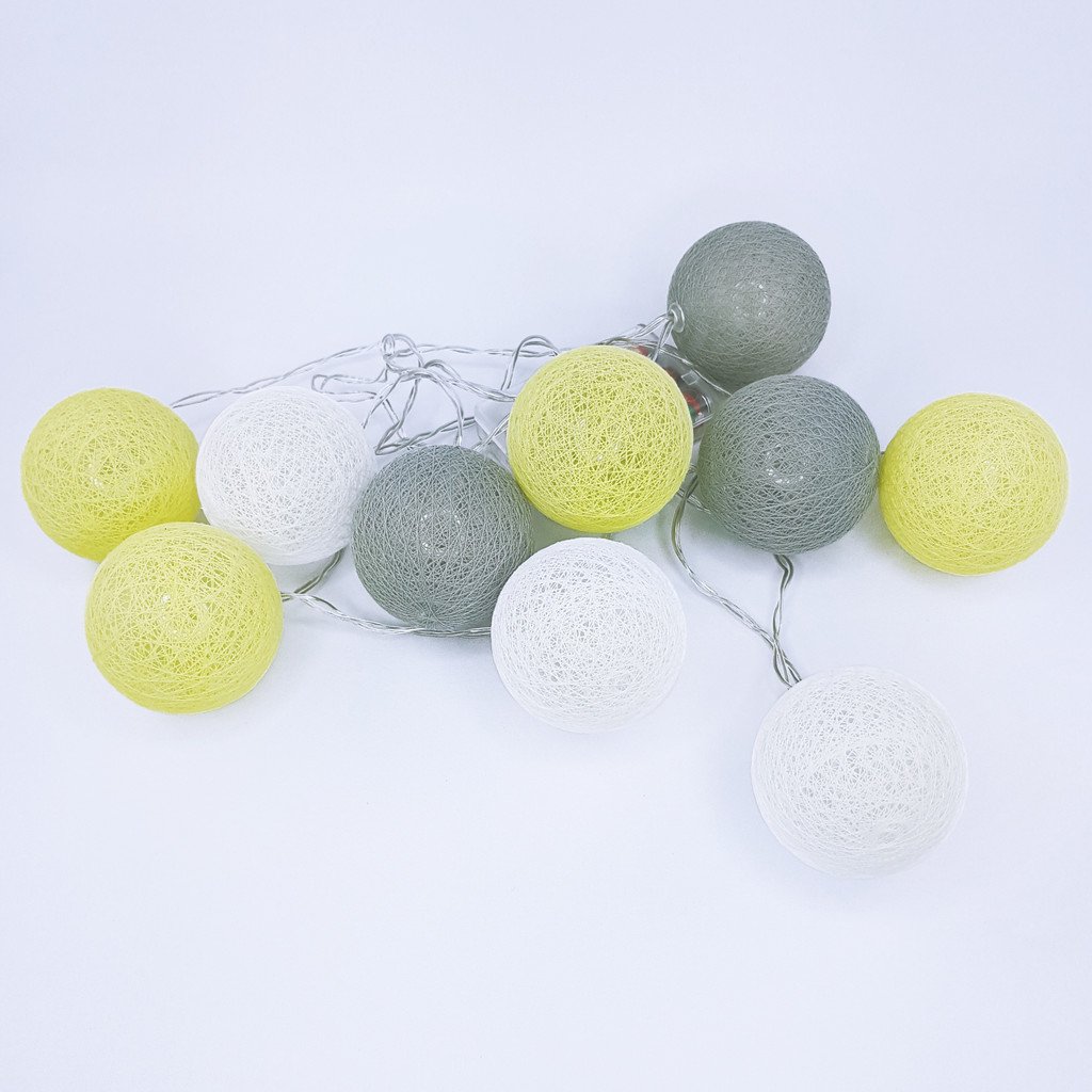 Ledowe lampki cotton balls żółto-szaro-białe 10 szt. - Masz zdjęcie 1