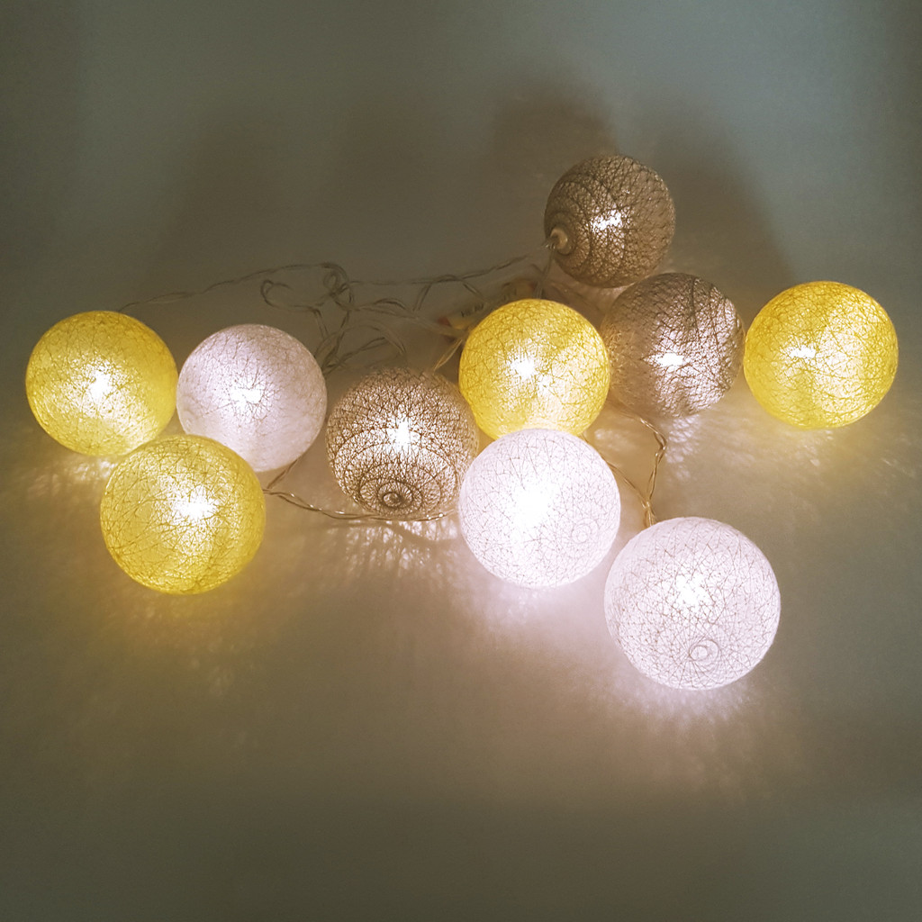 Ledowe lampki cotton balls żółto-szaro-białe 10 szt. - Masz zdjęcie 3