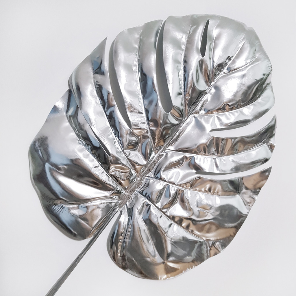 Srebrny liść Monstera Dziurawa - sztuczna dekoracja do domu, styl nowoczesny amerykański - Masz zdjęcie 2