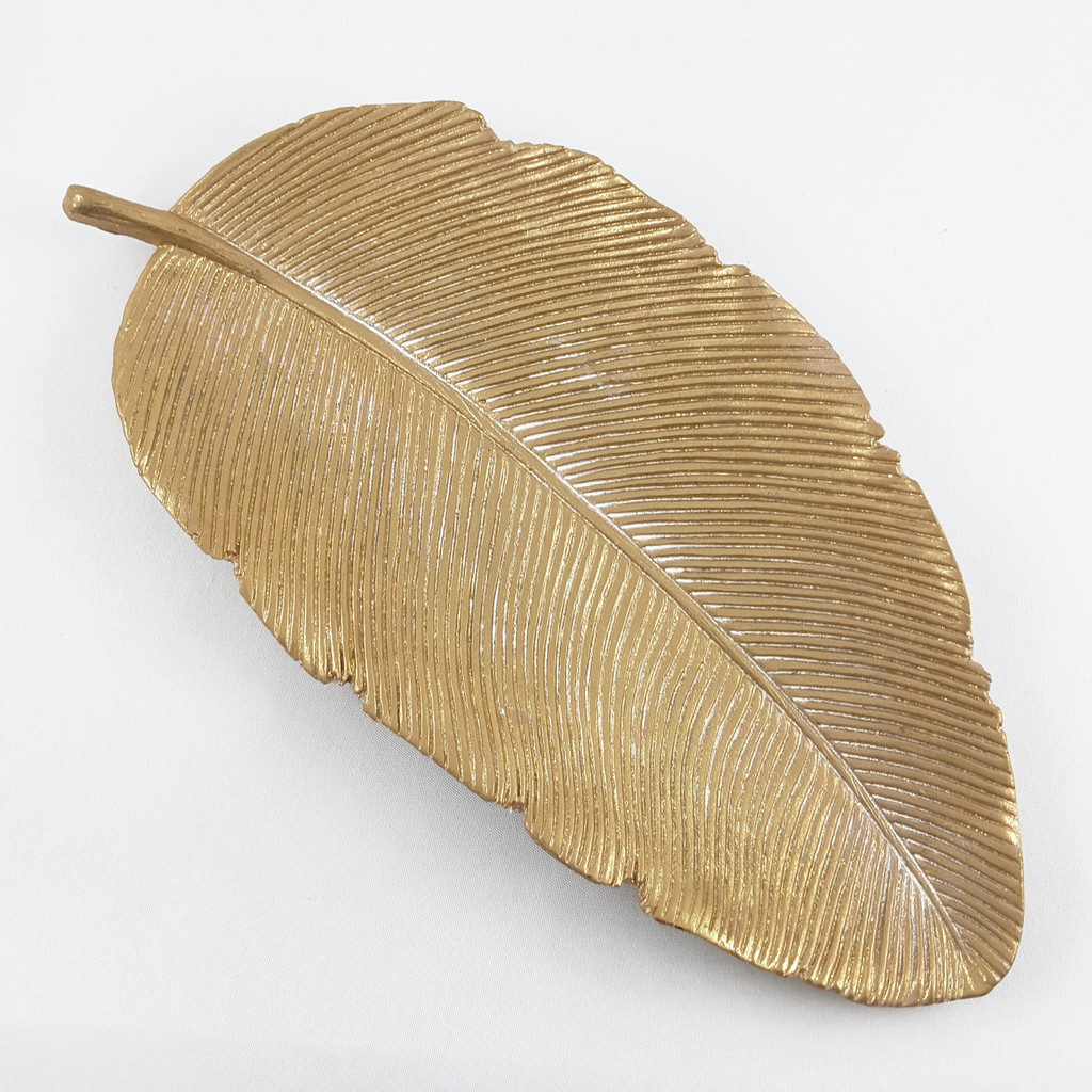 Elegancka nowoczesna złota patera w kształcie liścia bananowca na cukierki, klucze - Masz zdjęcie 1