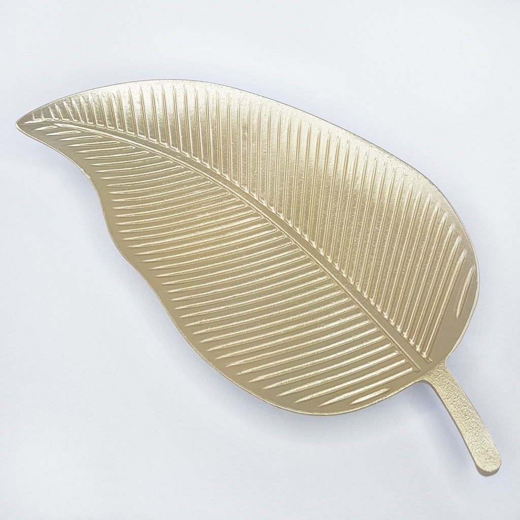 Nowoczesna złota designerska patera w kształcie liścia - Masz zdjęcie 1