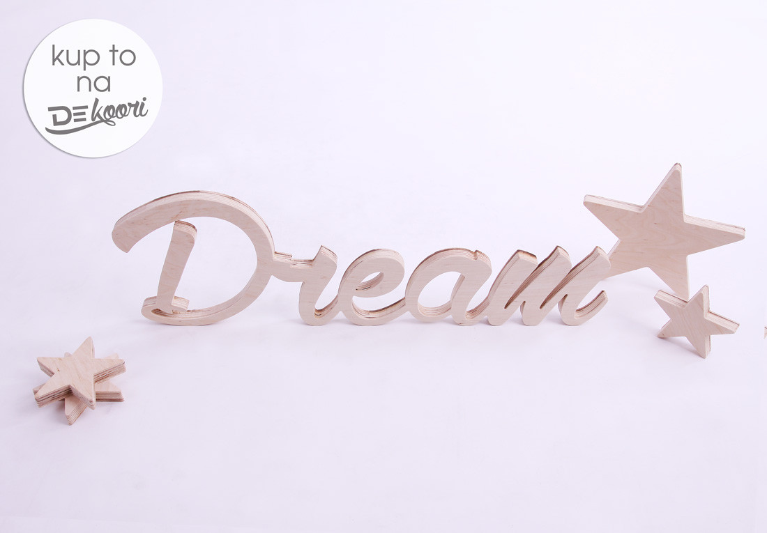 Drewniany napis DREAM stojący lub na ścianę - Dekoori zdjęcie 3