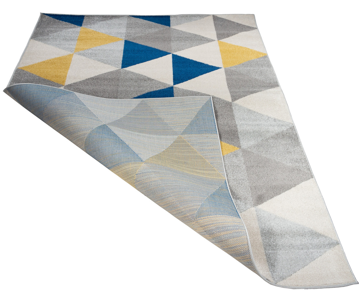 Jasny dywan geometryczny w żółte, szare i niebieskie trójkąty River Stream 04 - Carpetforyou zdjęcie 3