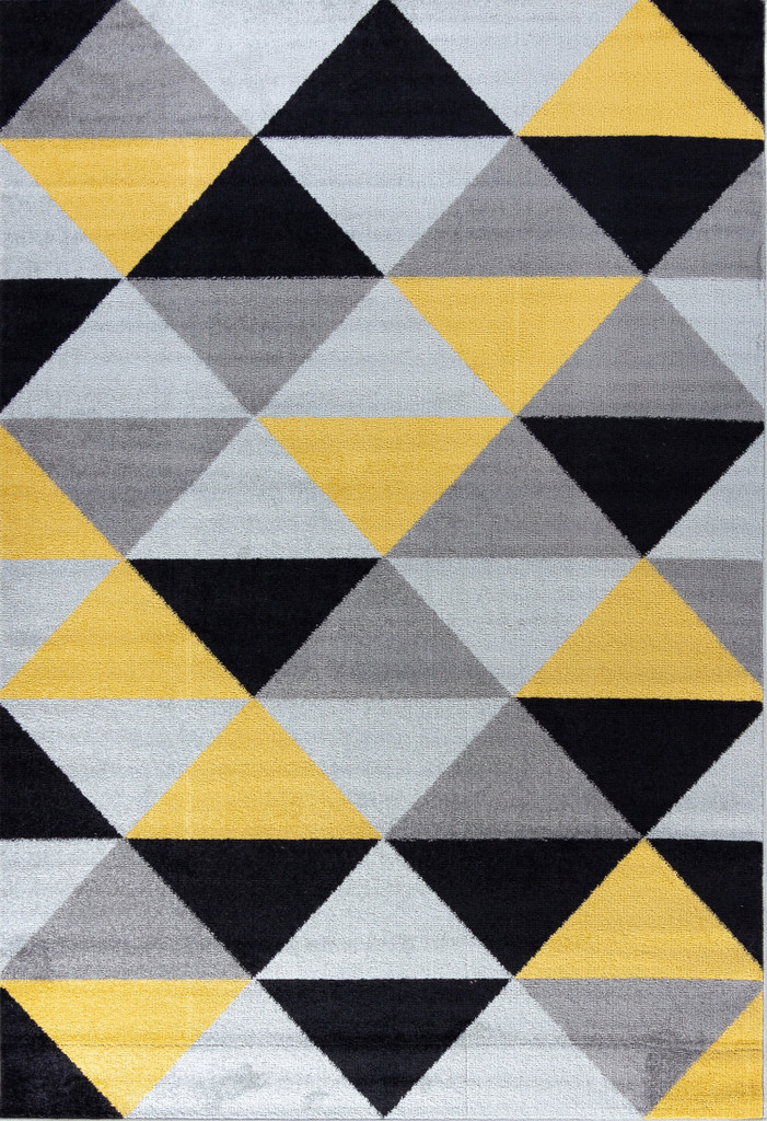 Kolorowy dywan do pokoju w trójkąty szare, czarne, żółte Desert Stream 07 - Carpetforyou zdjęcie 1
